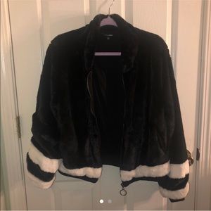 Black and White Fur Jacket